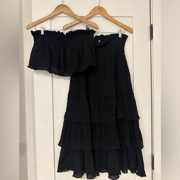 Free People Endless Summer Sea Breeze Strapless Crop Top & Midi Skirt - Picture 4 of 5